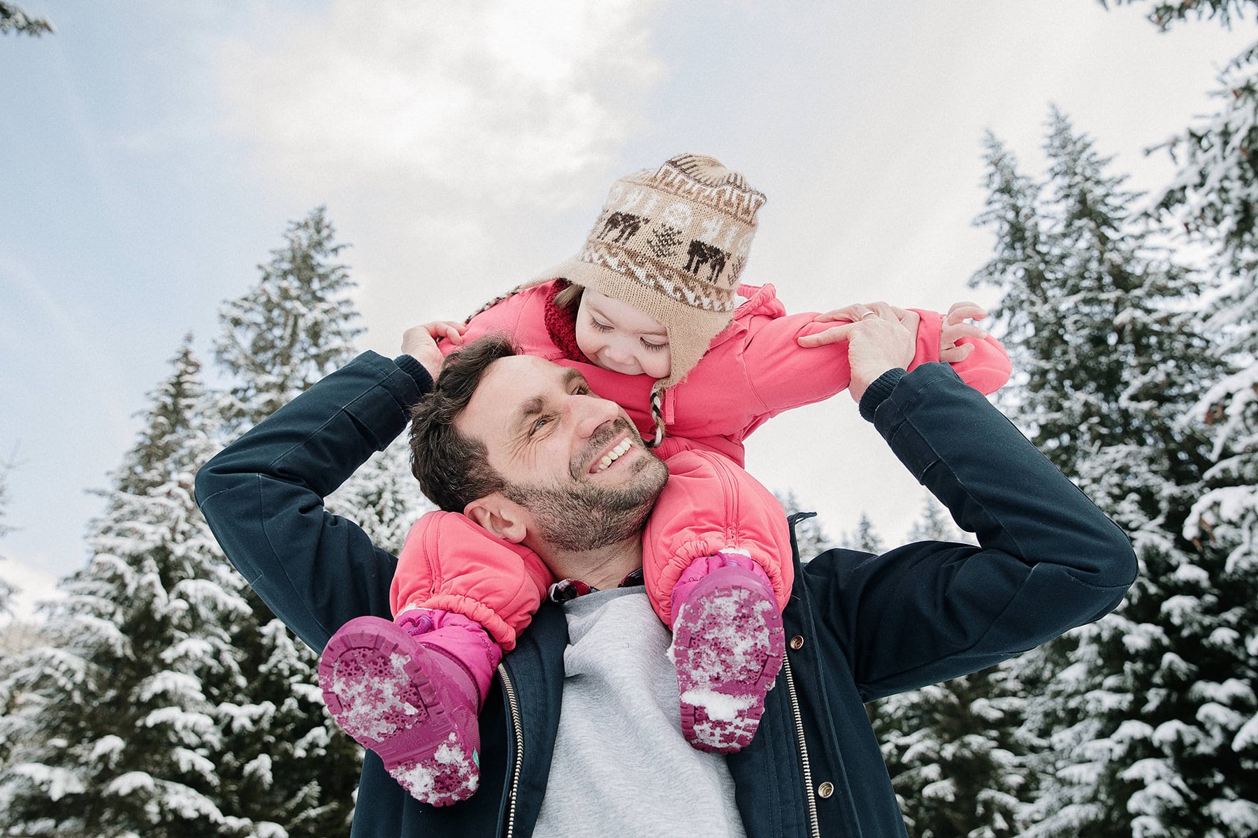 Photographe Thonon père et fille en montagne avec la neige