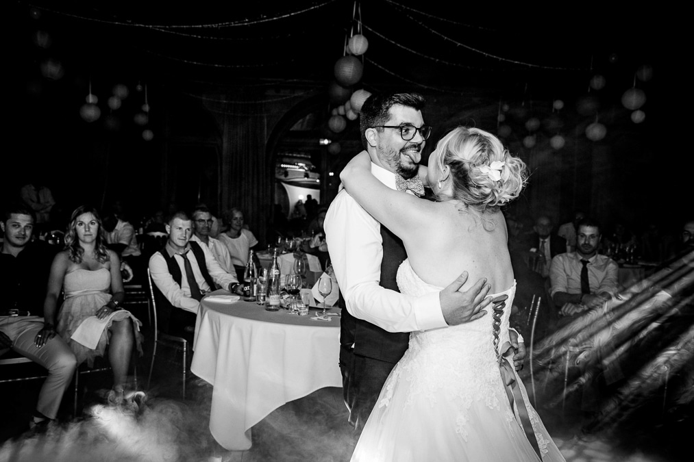 photographe mariage Thonon chateau de ripaille soirée diner repas animations première danse noir et blanc ouverture de bal